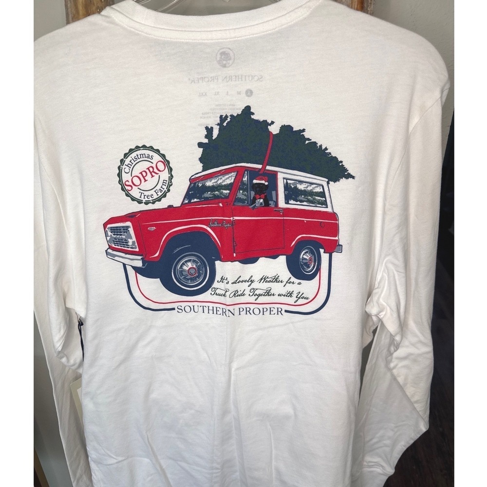 Lovely Weather LS Tee from brand Southern Proper Bronco Holiday Winter print S